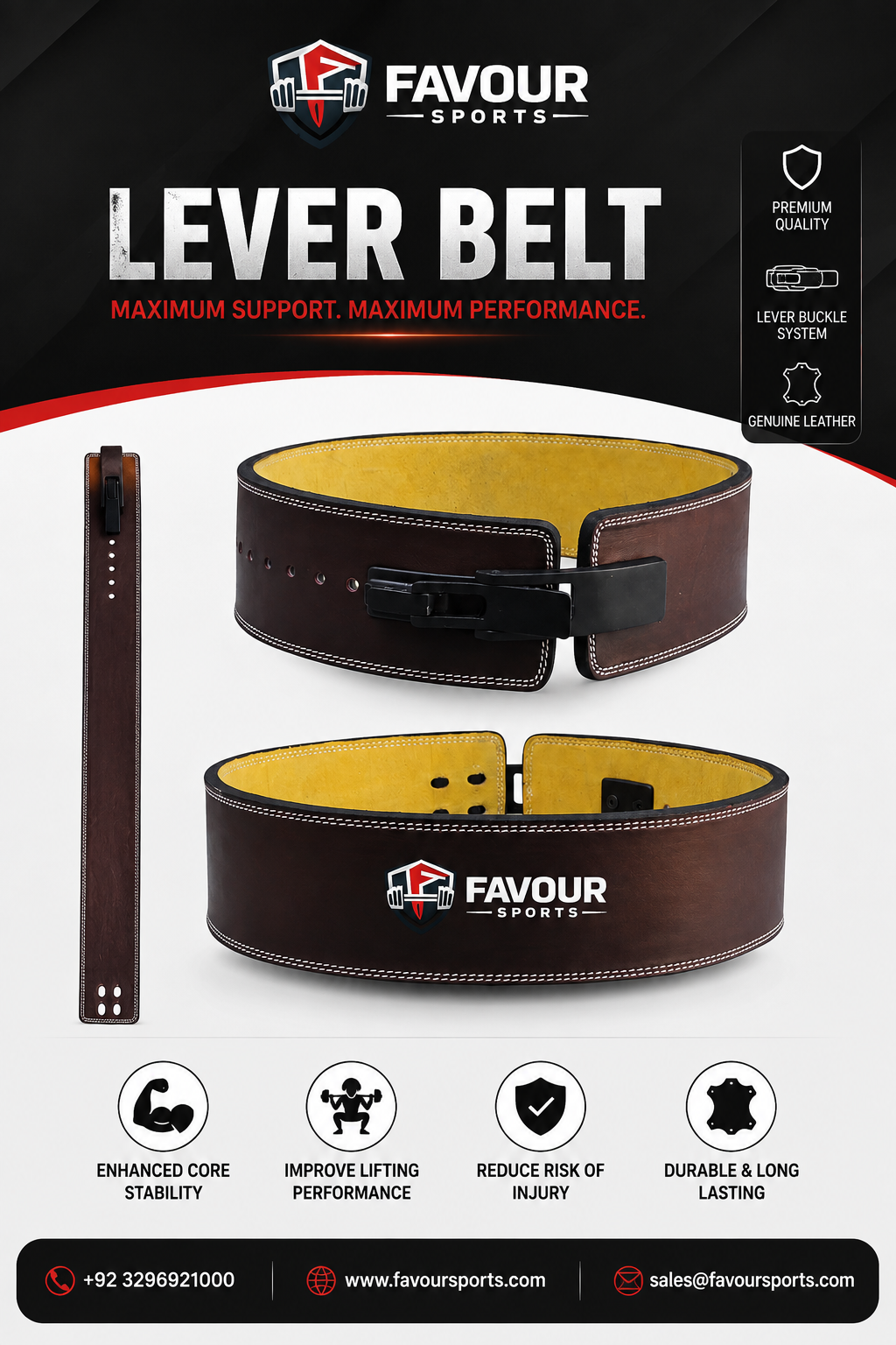 Premium Leather Lever Belt – Favour Sports