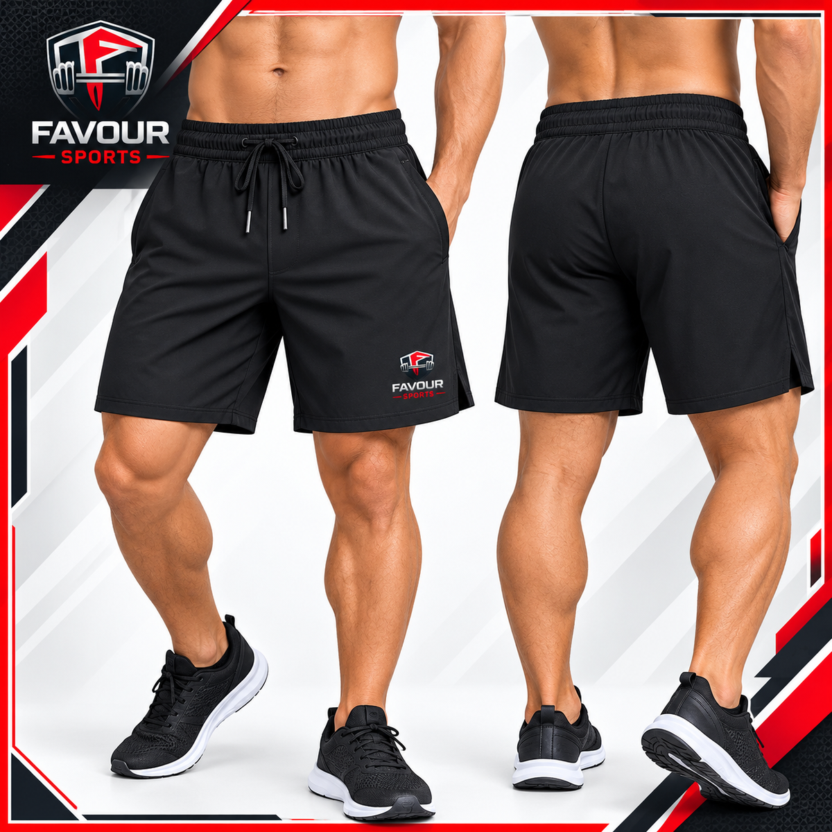Men’s Black Training Shorts | Lightweight Gym, Running & Fitness Workout Shorts